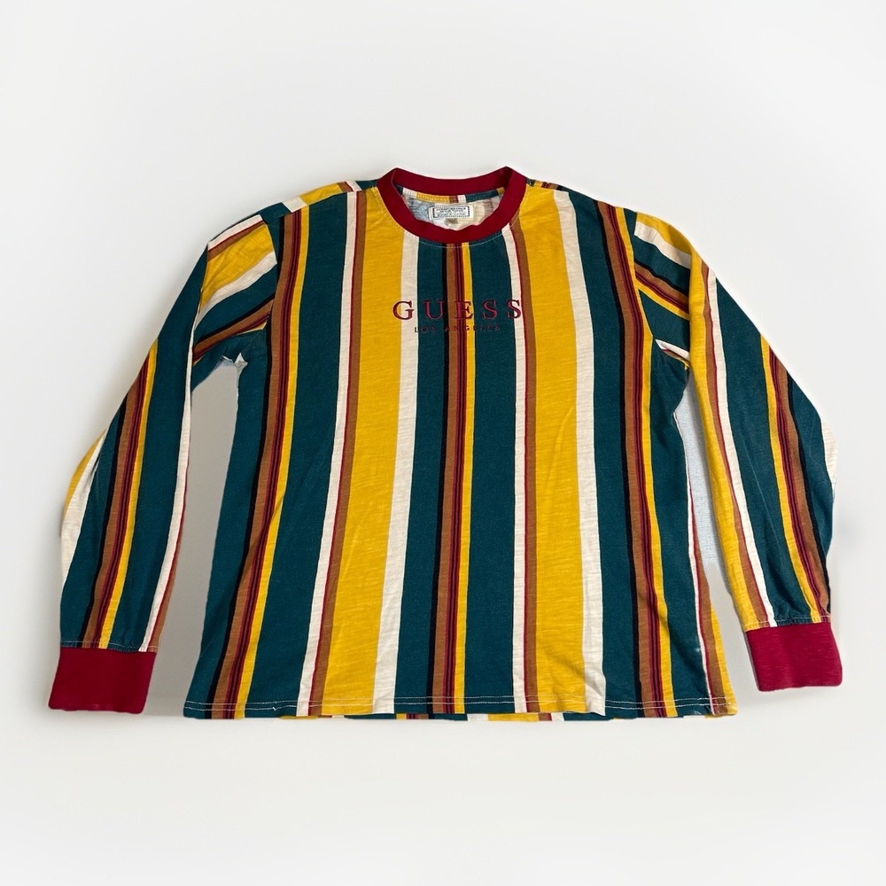 GUESS Originals Striped Vintage Y2k Retro Long Sleeve Shirt - Size M